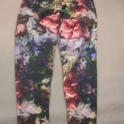 Soft Surroundings Size PL Womens Floral Cotton Blend Crop Mid Rise Leggings 849